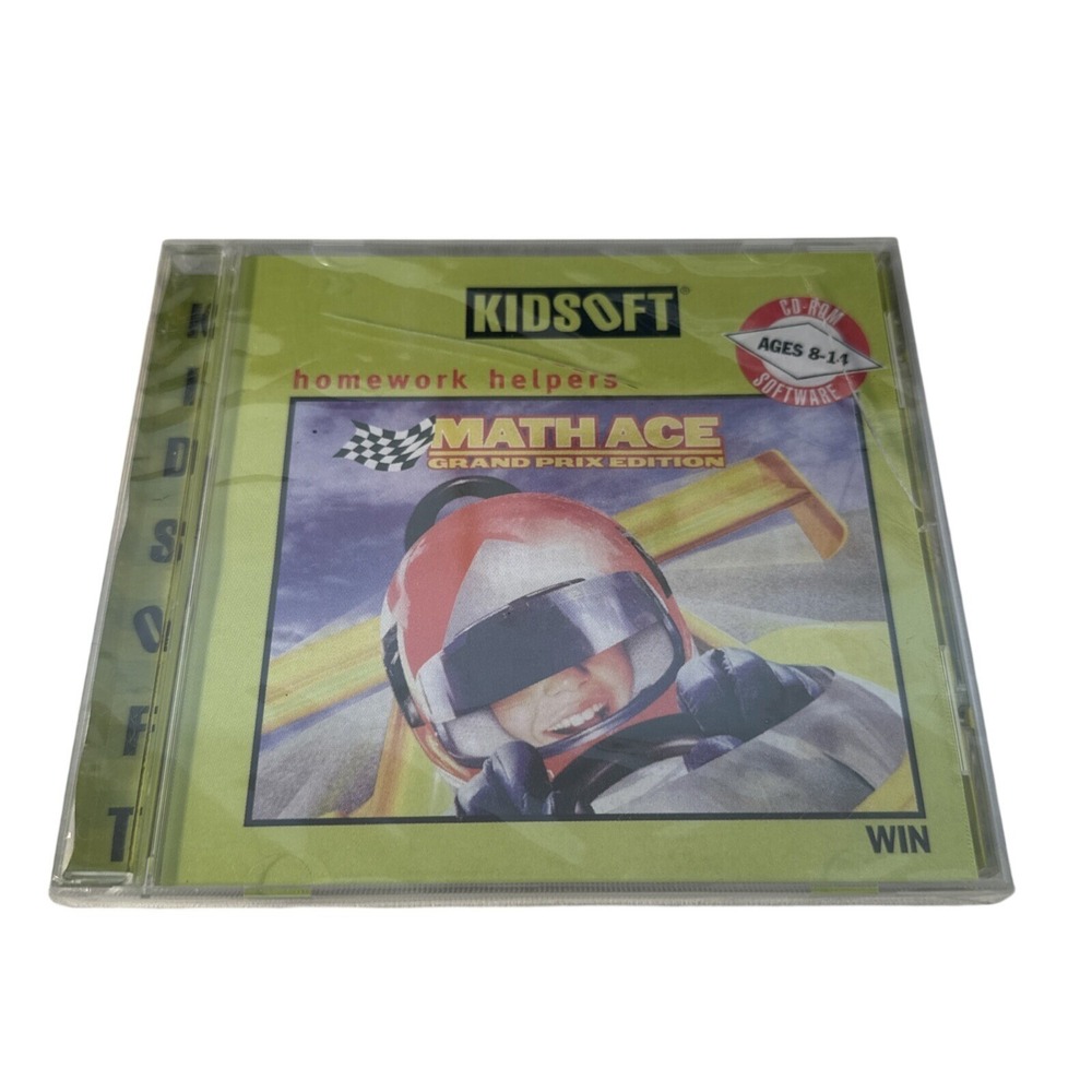 Kidsoft Math Ace Grand Prix Edition PC CD-ROM Homework Helpers Windows 1997 New